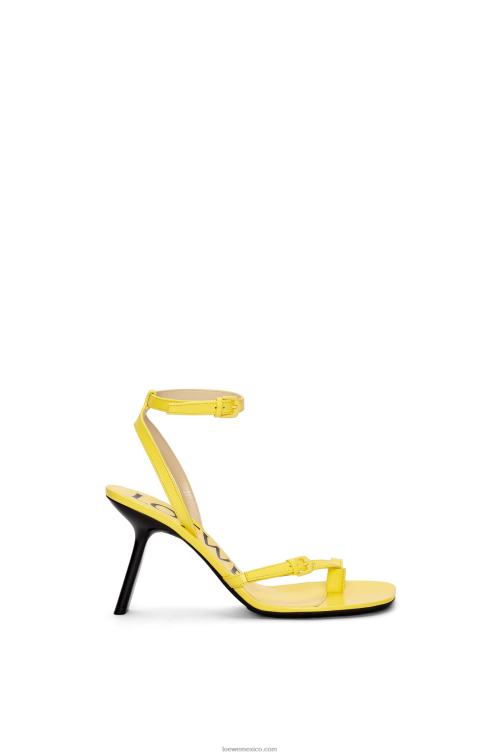 amarillo acacia Sandalia stiletto petal de piel de cordero Loewe R8J8Z678 mujer
