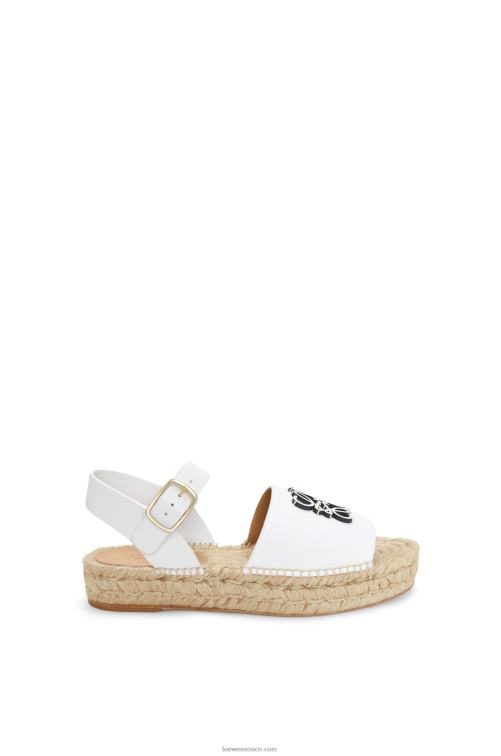 blanco alpargata anagrama de lona y piel de becerro Loewe R8J8Z695 mujer