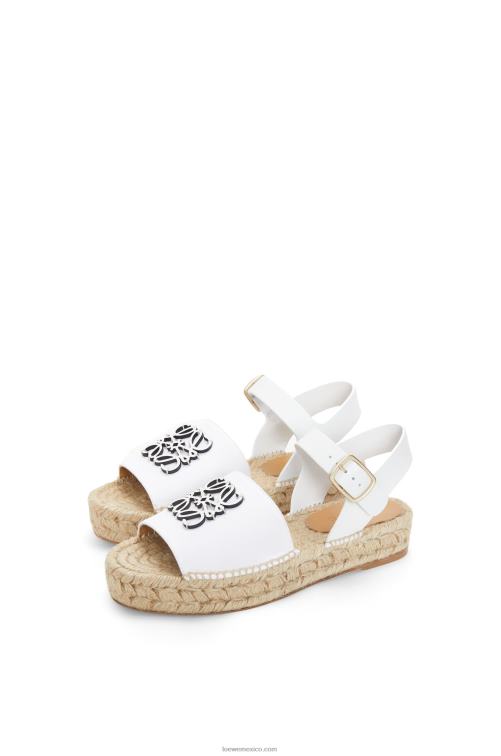 blanco alpargata anagrama de lona y piel de becerro Loewe R8J8Z695 mujer