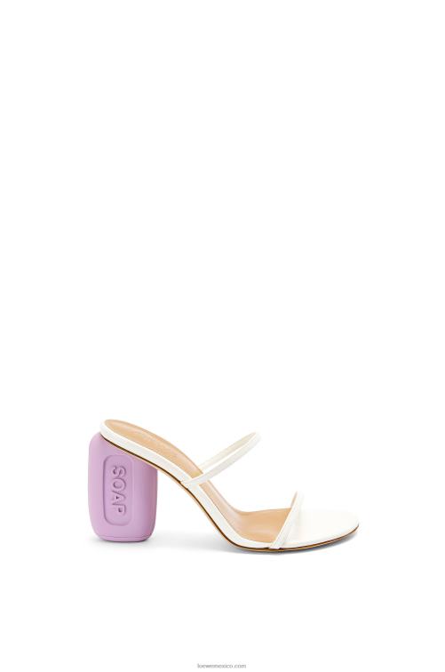 blanco/lavanda sandalia jabonosa de piel de cabra Loewe R8J8Z711 mujer