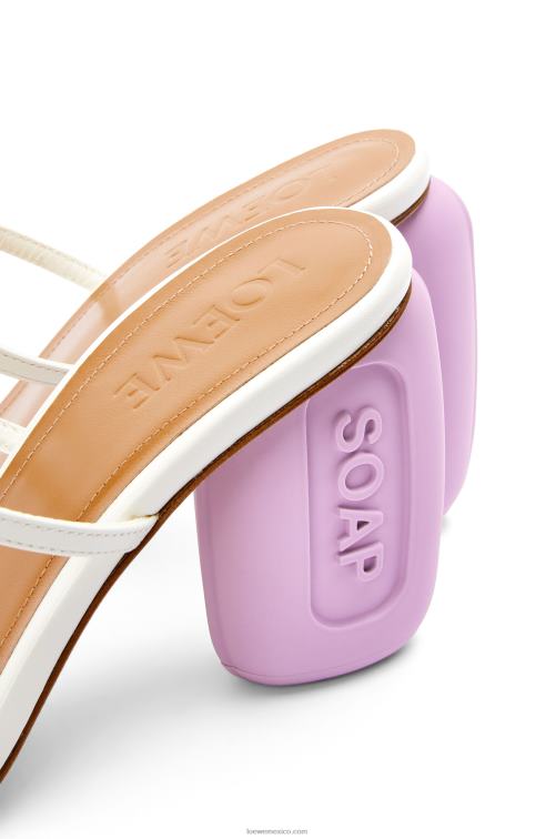 blanco/lavanda sandalia jabonosa de piel de cabra Loewe R8J8Z711 mujer