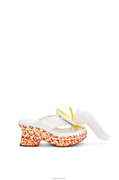 blanco/multicolor sandalia con plataforma plana de pétalos en piel de cordero Loewe R8J8Z687 mujer