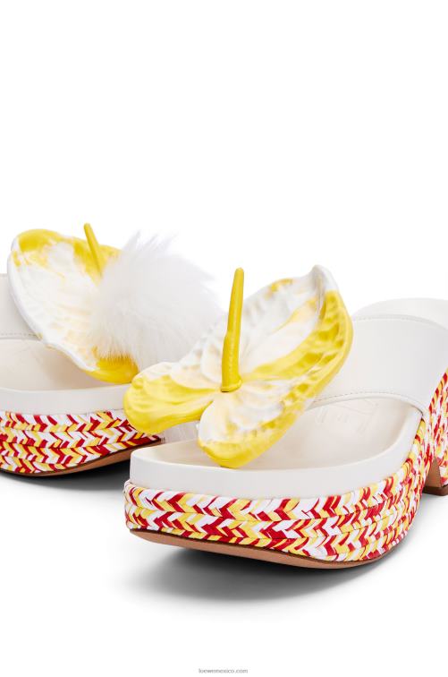 blanco/multicolor sandalia con plataforma plana de pétalos en piel de cordero Loewe R8J8Z687 mujer