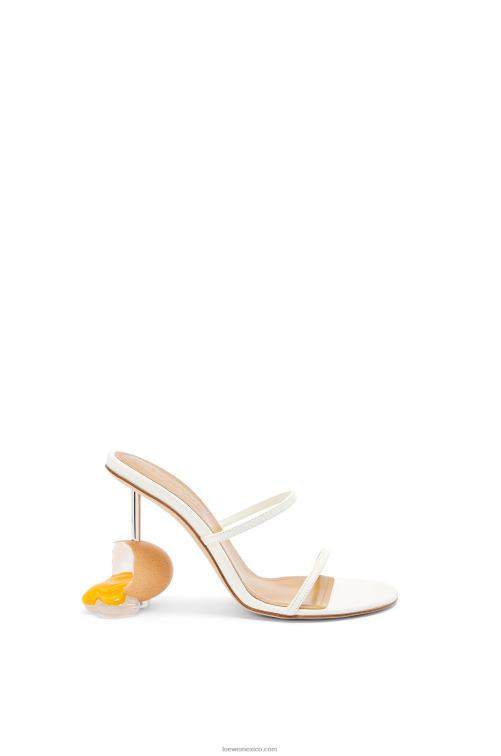 blanco/naturaleza sandalia huevo roto en piel de cabra Loewe R8J8Z715 mujer