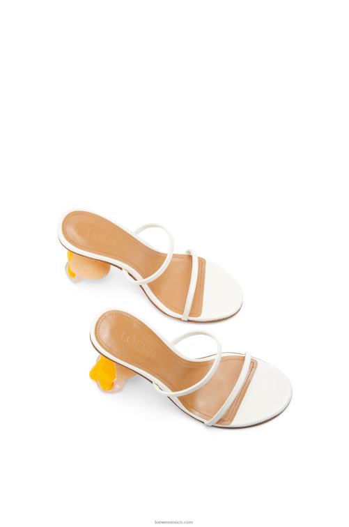 blanco/naturaleza sandalia huevo roto en piel de cabra Loewe R8J8Z715 mujer