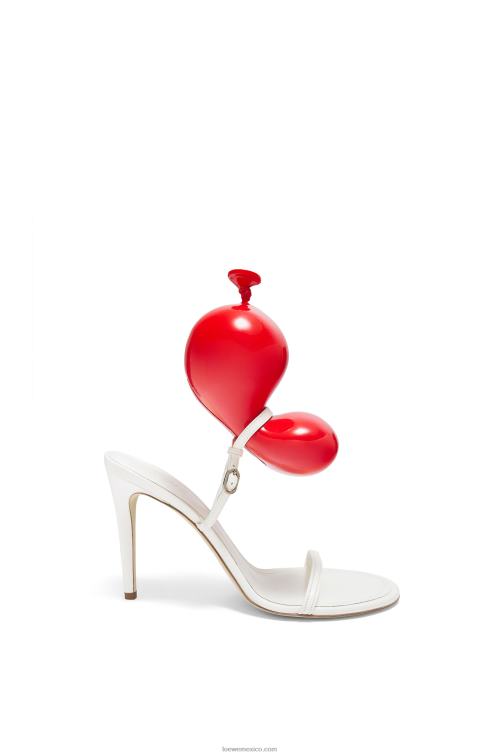 blanco rojo sandalia globo en piel de cordero Loewe R8J8Z708 mujer