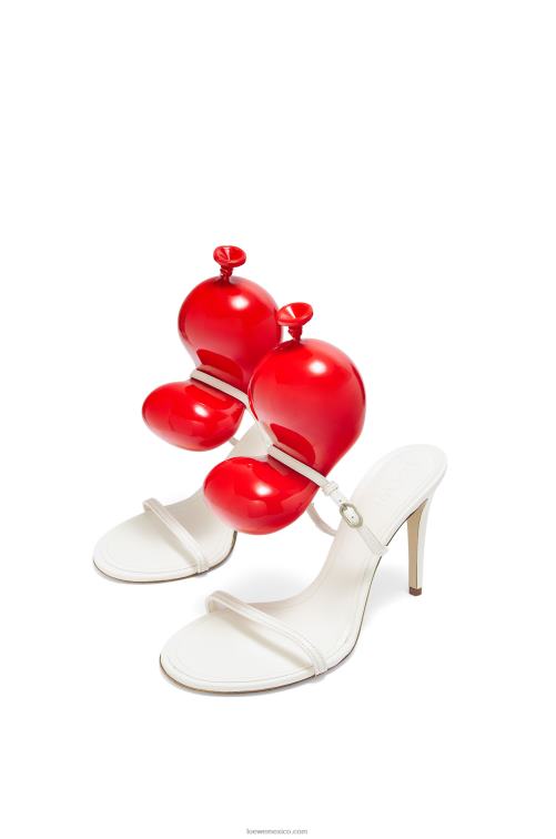 blanco rojo sandalia globo en piel de cordero Loewe R8J8Z708 mujer