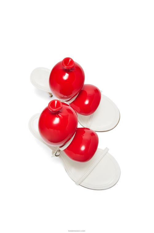 blanco rojo sandalia globo en piel de cordero Loewe R8J8Z708 mujer