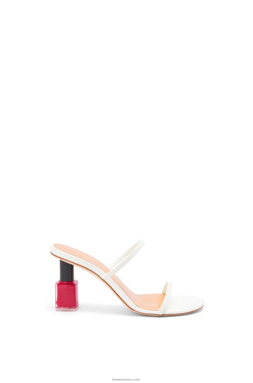 blanco sandalia de esmalte de uñas en piel de cabra Loewe R8J8Z710 mujer