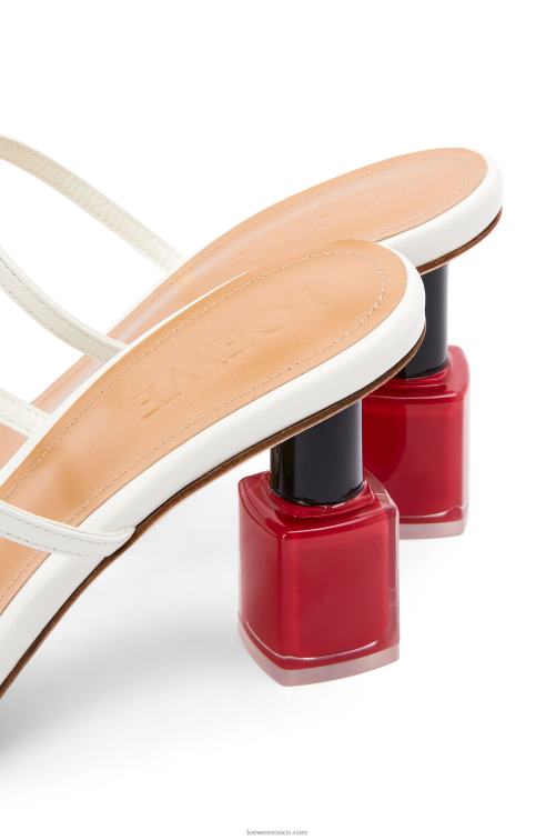 blanco sandalia de esmalte de uñas en piel de cabra Loewe R8J8Z710 mujer