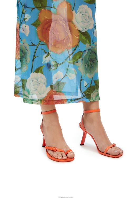 naranja Sandalia stiletto petal de piel de cordero Loewe R8J8Z674 mujer
