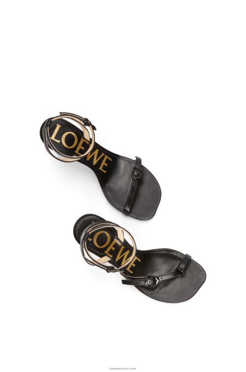 negro Sandalia stiletto petal de piel de cordero Loewe R8J8Z671 mujer