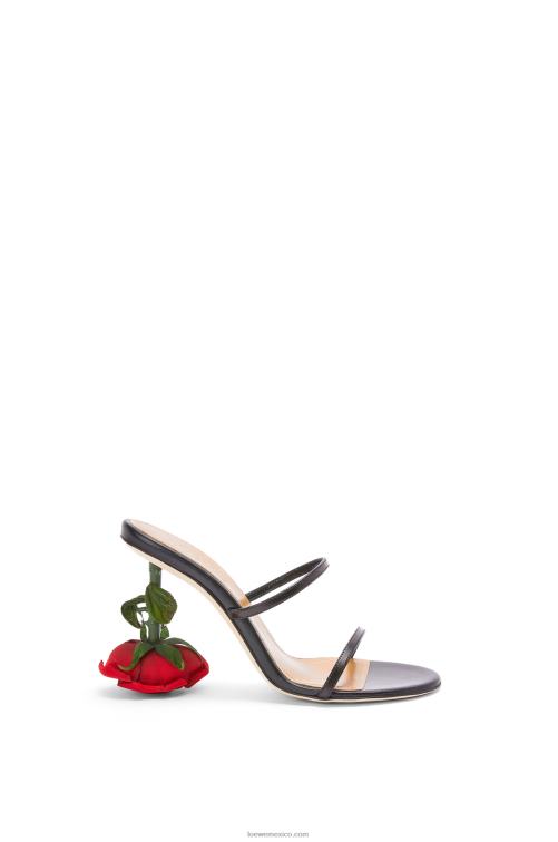 negro Sandalia tacón rosa de cabritilla Loewe R8J8Z713 mujer