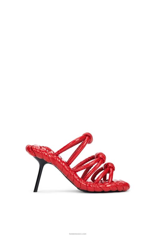 negro rojo sandalia con nudo de pétalos en piel de cordero Loewe R8J8Z706 mujer