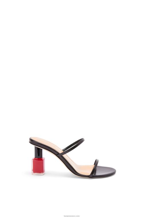 negro sandalia de esmalte de uñas en piel de cabra Loewe R8J8Z709 mujer