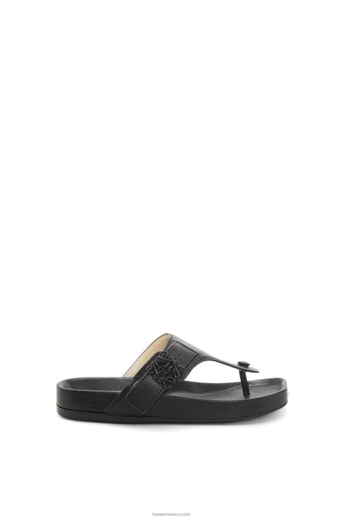 negro sandalia easy toe post de piel de cabra Loewe R8J8Z720 mujer