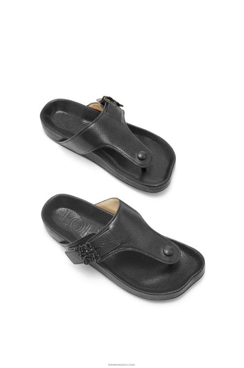 negro sandalia easy toe post de piel de cabra Loewe R8J8Z720 mujer