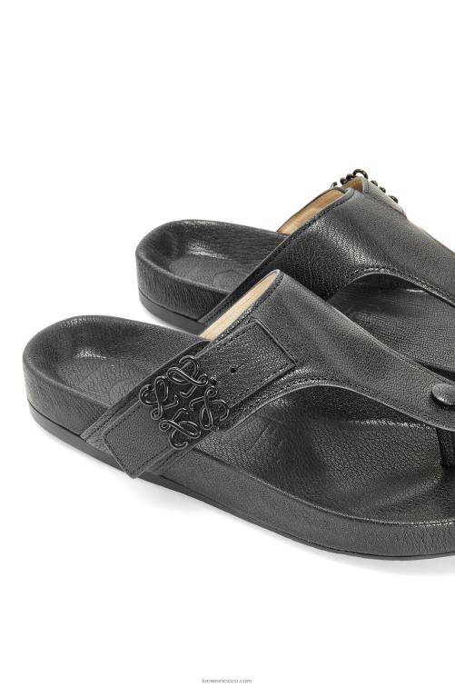 negro sandalia easy toe post de piel de cabra Loewe R8J8Z720 mujer