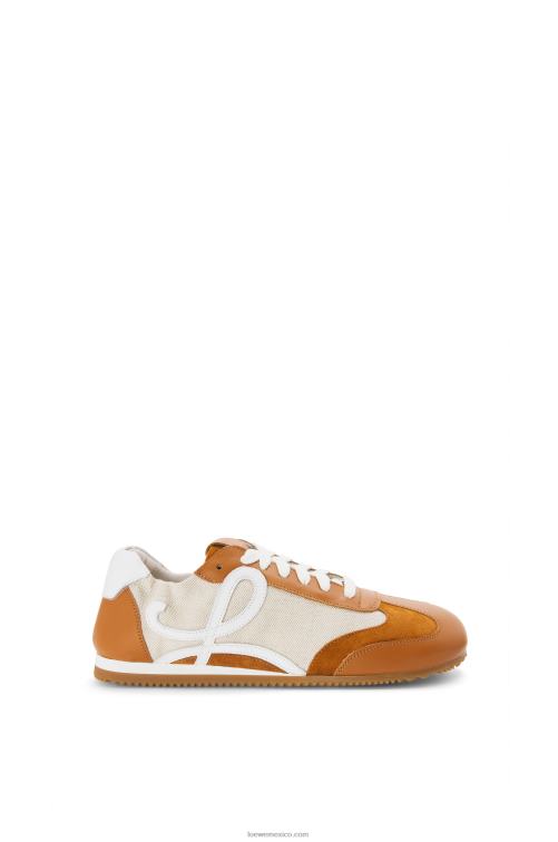 Bronceado natural zapatillas de ballet de nailon y piel de becerro Loewe R8J8Z656 mujer