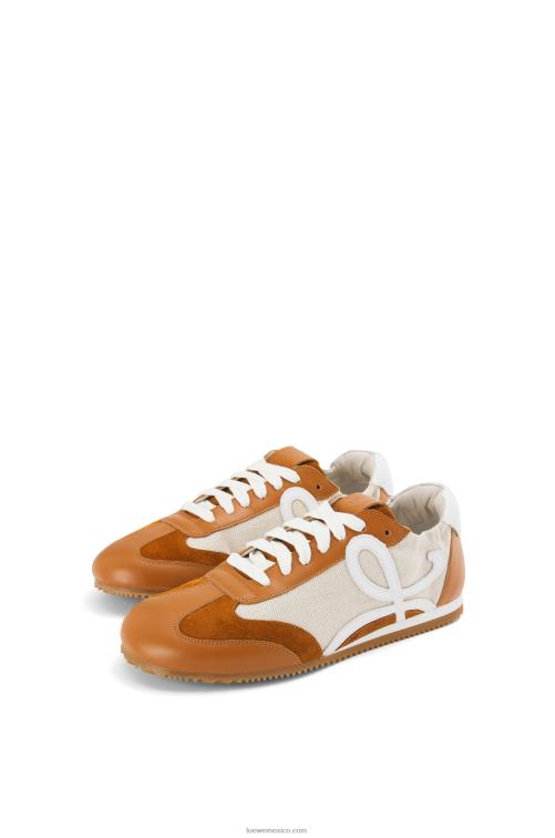 Bronceado natural zapatillas de ballet de nailon y piel de becerro Loewe R8J8Z656 mujer
