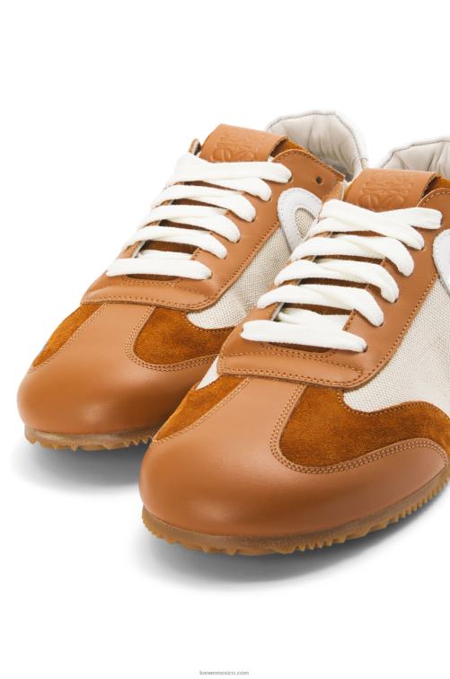 Bronceado natural zapatillas de ballet de nailon y piel de becerro Loewe R8J8Z656 mujer