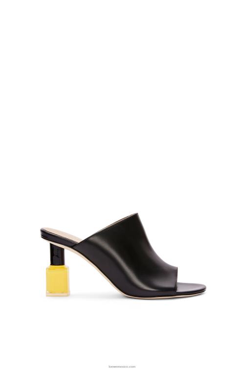 amarillo negro mule de esmalte de uñas en piel de becerro Loewe R8J8Z759 mujer