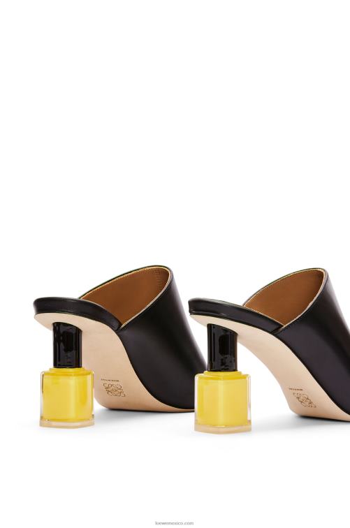 amarillo negro mule de esmalte de uñas en piel de becerro Loewe R8J8Z759 mujer