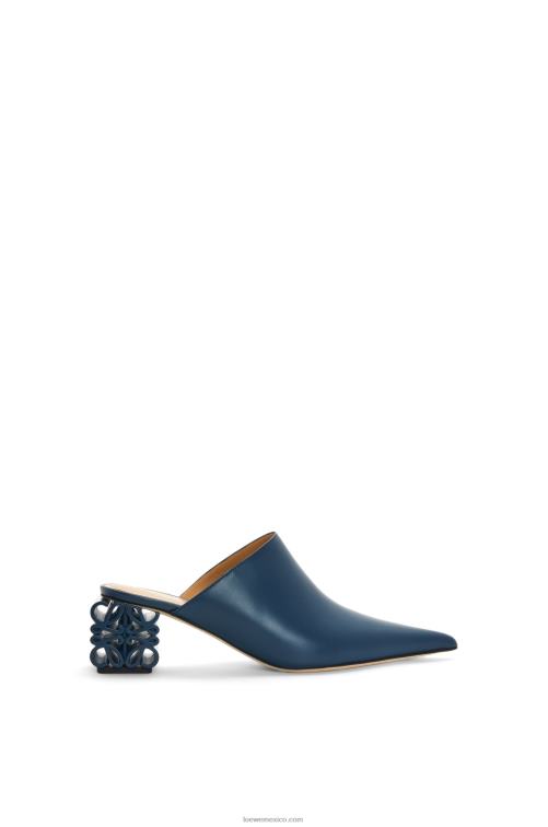 azul Mule con tacón anagrama de piel de becerro Loewe R8J8Z763 mujer