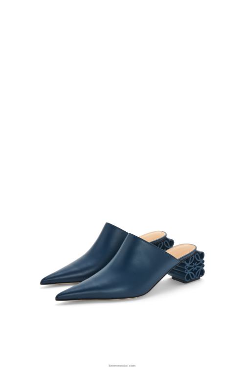 azul Mule con tacón anagrama de piel de becerro Loewe R8J8Z763 mujer