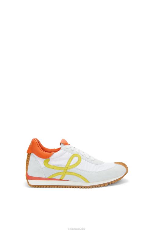 blanco amarillo runner flow de piel de becerro y nailon Loewe R8J8Z639 mujer