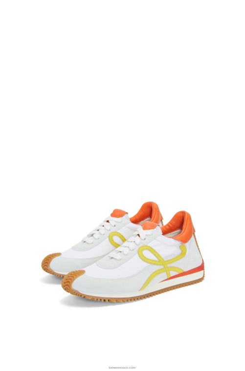 blanco amarillo runner flow de piel de becerro y nailon Loewe R8J8Z639 mujer