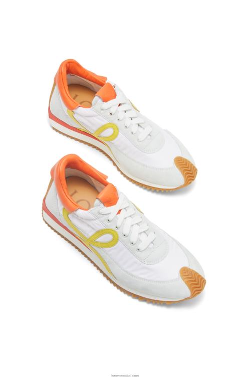 blanco amarillo runner flow de piel de becerro y nailon Loewe R8J8Z639 mujer