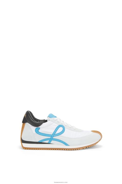 blanco azul runner flow de piel de becerro y nailon Loewe R8J8Z640 mujer