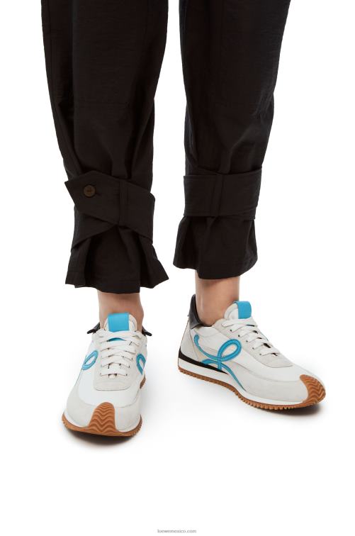 blanco azul runner flow de piel de becerro y nailon Loewe R8J8Z640 mujer