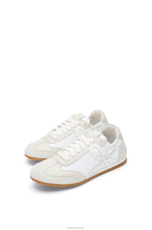 blanco/blanquecino zapatillas de ballet de nailon y piel de becerro Loewe R8J8Z657 mujer