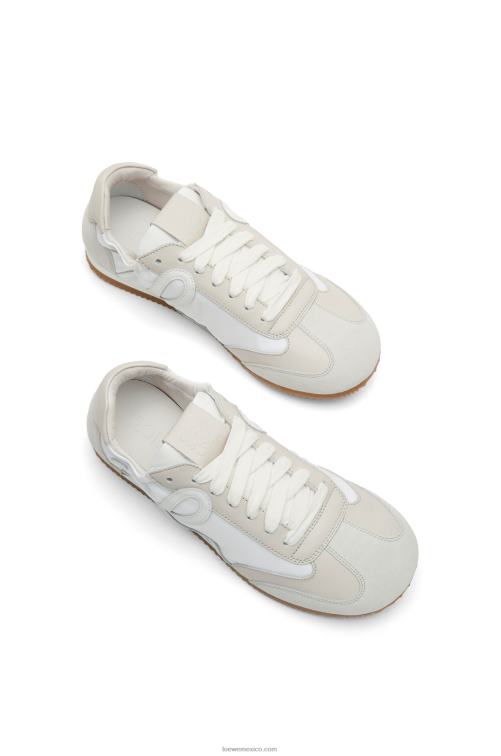 blanco/blanquecino zapatillas de ballet de nailon y piel de becerro Loewe R8J8Z657 mujer