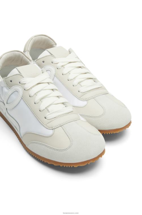 blanco/blanquecino zapatillas de ballet de nailon y piel de becerro Loewe R8J8Z657 mujer