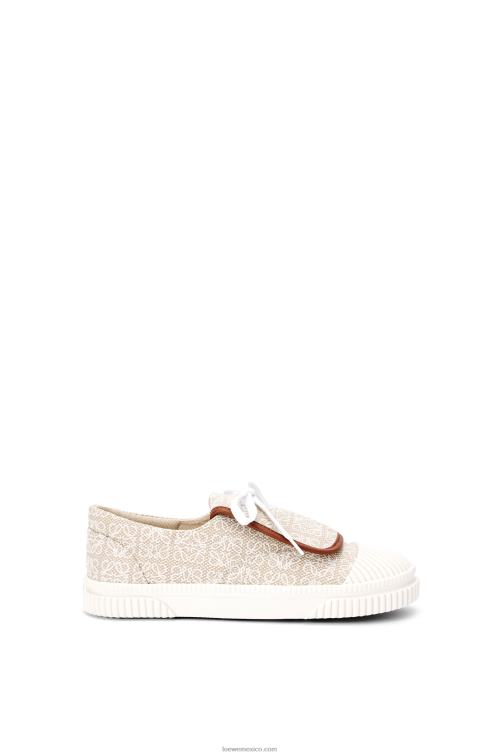 blanco natural Sneaker de lona con solapa y anagrama Loewe R8J8Z661 mujer