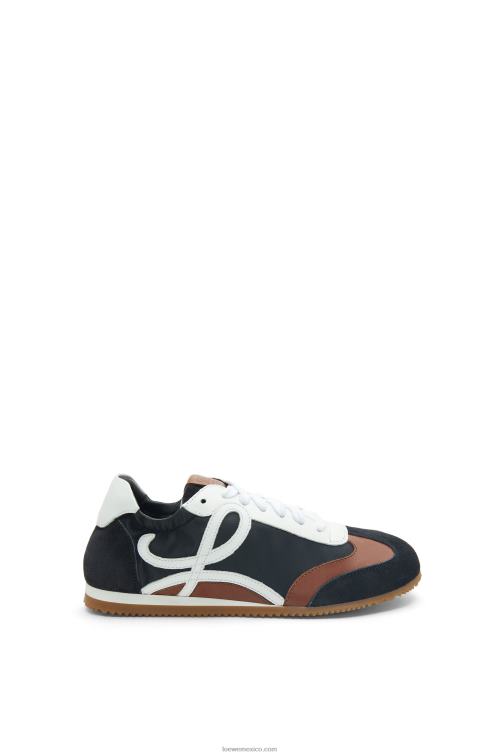 blanco negro zapatillas de ballet de nailon y piel de becerro Loewe R8J8Z667 mujer