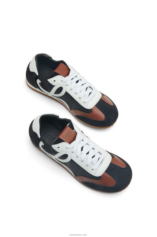 blanco negro zapatillas de ballet de nailon y piel de becerro Loewe R8J8Z667 mujer