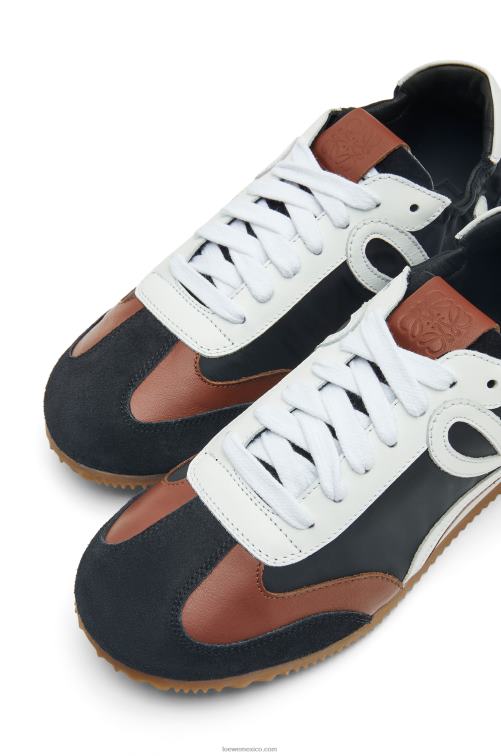 blanco negro zapatillas de ballet de nailon y piel de becerro Loewe R8J8Z667 mujer