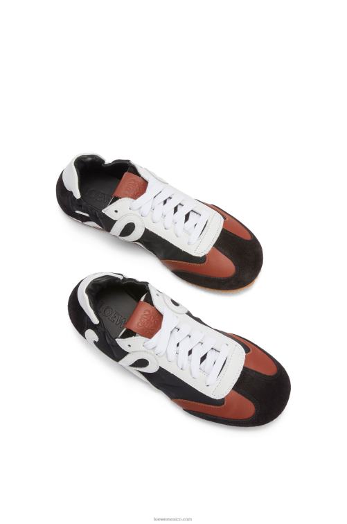 blanco negro zapatillas de ballet de nailon y piel de becerro Loewe R8J8Z668 mujer