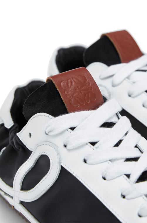 blanco negro zapatillas de ballet de nailon y piel de becerro Loewe R8J8Z668 mujer