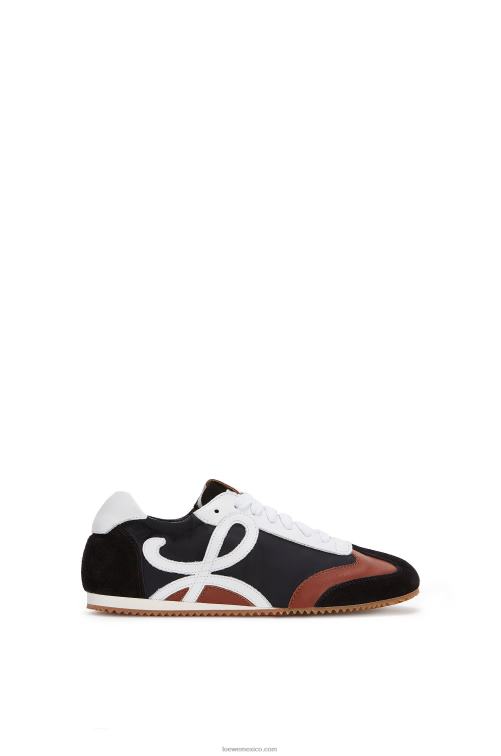 blanco negro zapatillas de ballet en piel y nailon Loewe R8J8Z669 mujer