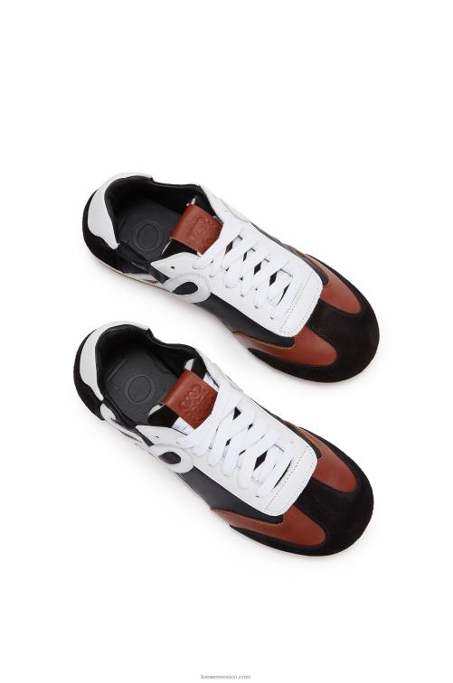 blanco negro zapatillas de ballet en piel y nailon Loewe R8J8Z669 mujer