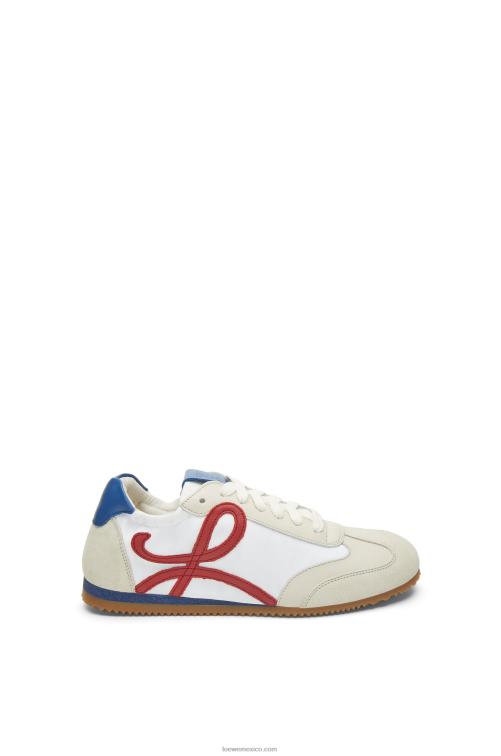 blanco suave/cereza/azul real zapatillas de ballet de nailon y piel de becerro Loewe R8J8Z666 mujer