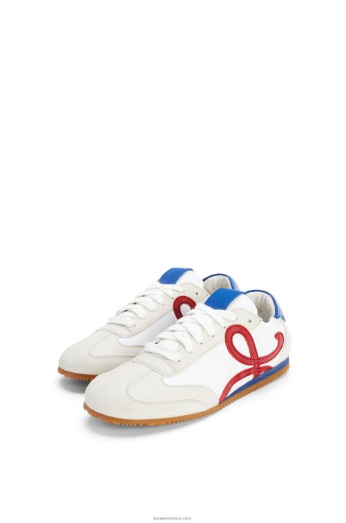 blanco suave/cereza/azul real zapatillas de ballet de nailon y piel de becerro Loewe R8J8Z666 mujer