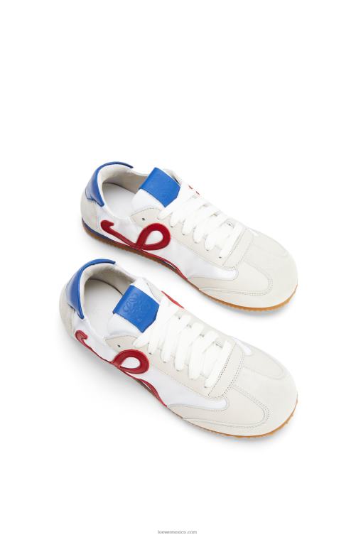 blanco suave/cereza/azul real zapatillas de ballet de nailon y piel de becerro Loewe R8J8Z666 mujer