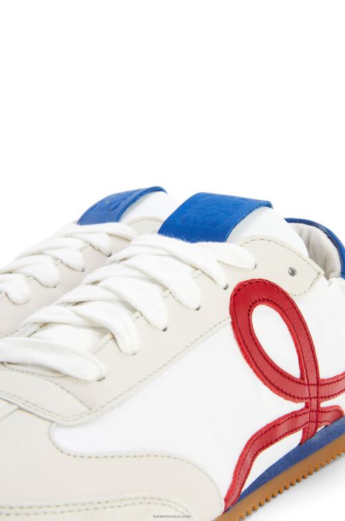 blanco suave/cereza/azul real zapatillas de ballet de nailon y piel de becerro Loewe R8J8Z666 mujer