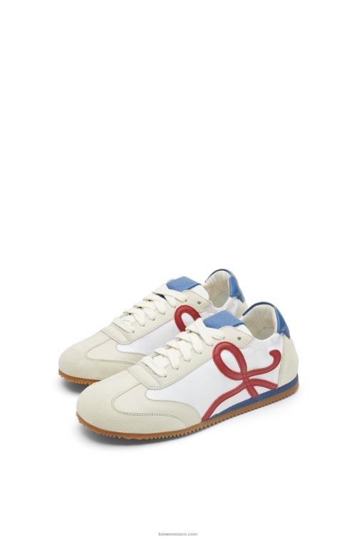 blanco suave/cereza/azul real zapatillas de ballet de nailon y piel de becerro Loewe R8J8Z666 mujer